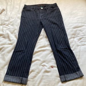 Lauren Jeans Co. (Ralph Lauren) Black Pinstripe Low-rise Jeans US Size 2